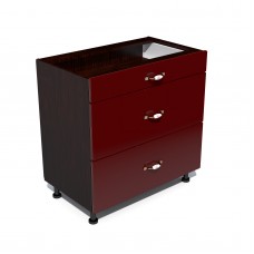 Corp inferior 80 cu 3 sertare metalice pentru greutate Zebra MDF rosu simplu